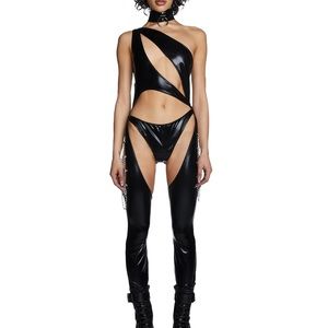 Onyx Prism Moonwalk Cut-Out Catsuit - Club Exx